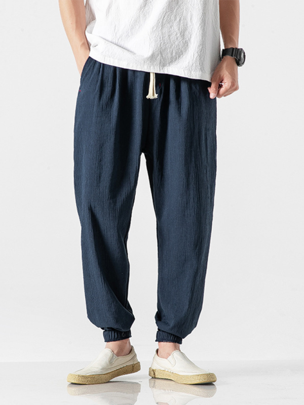 Men's Linen Pants Fashion Haren Pants Drawstring Pants - 70 % cotton