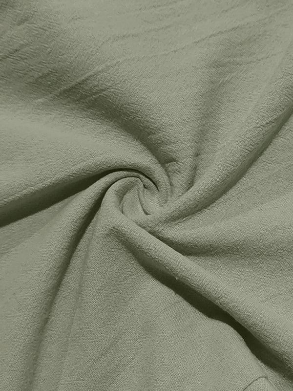 Men's Army Green Breathable Linen Loose Casual Pants - 95 % linen 