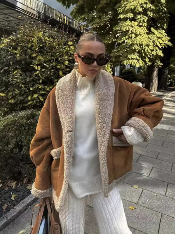 Women's American Retro Woolen Coat | Loose Fit Lapel Vintage-Inspired Outerwear