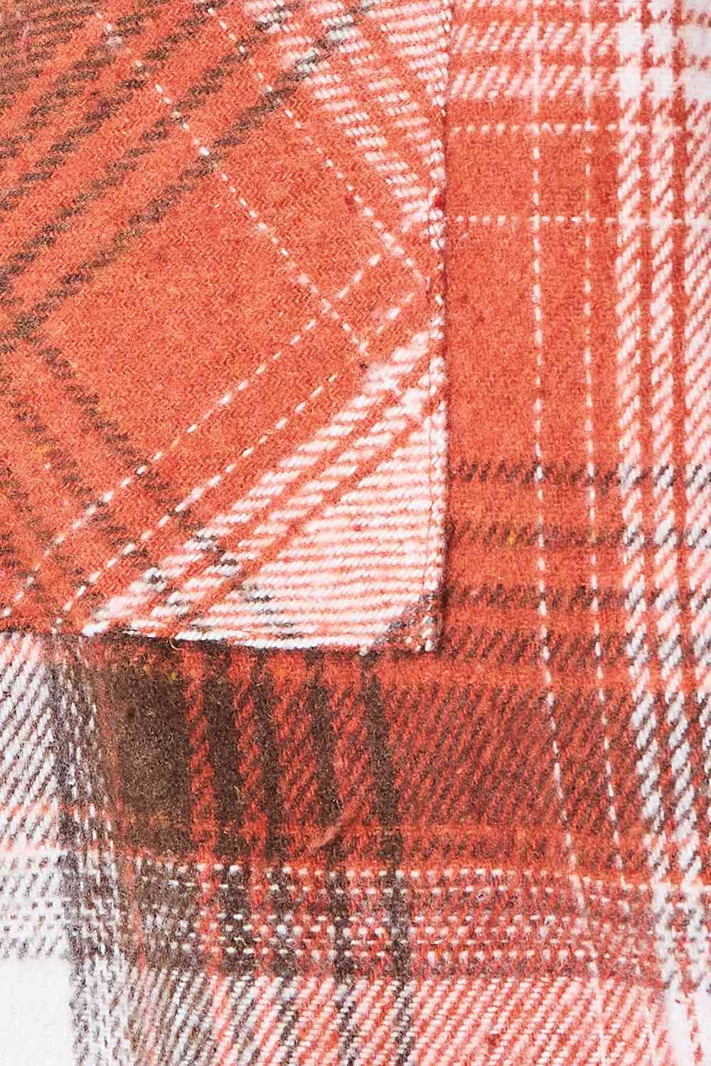 Double Take Plaid Collared Neck Long Sleeve Shirt for Women