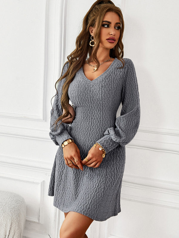 Women's temperament V-neck sexy waist dress