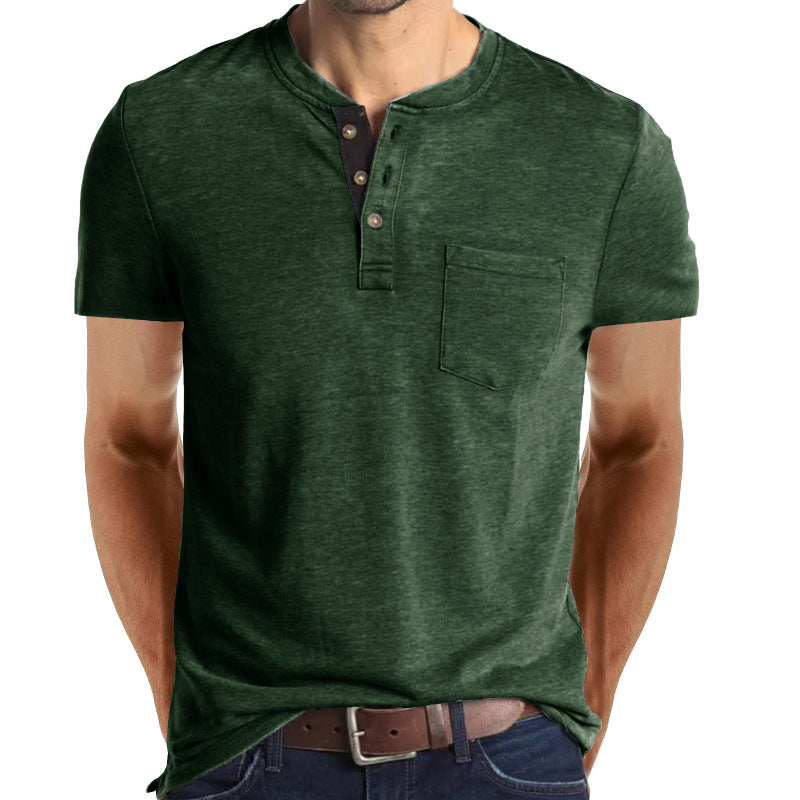 Men's solid color casual short-sleeved T-shirt