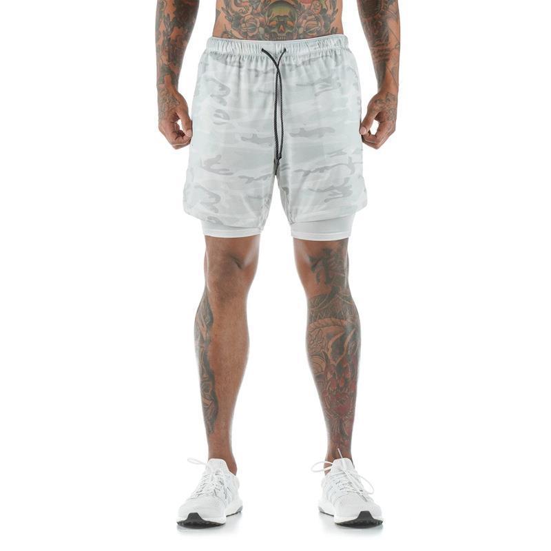 Men's athleisure fake two-piece shorts