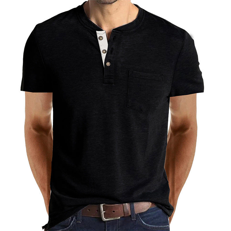 Men's solid color casual short-sleeved T-shirt