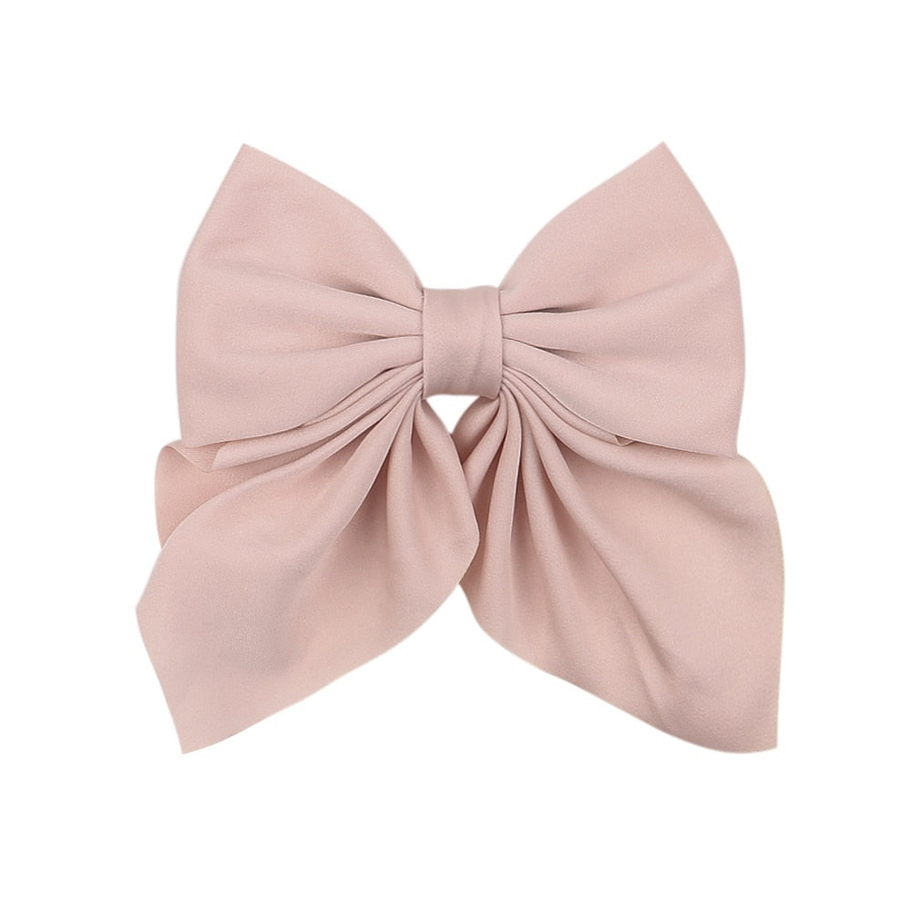 New Sweet Bow Hairpins Solid Color Bowknot Hair Clips For Girls Satin Butterfly Barrettes Duckbill Clip Kids Hair Accessories