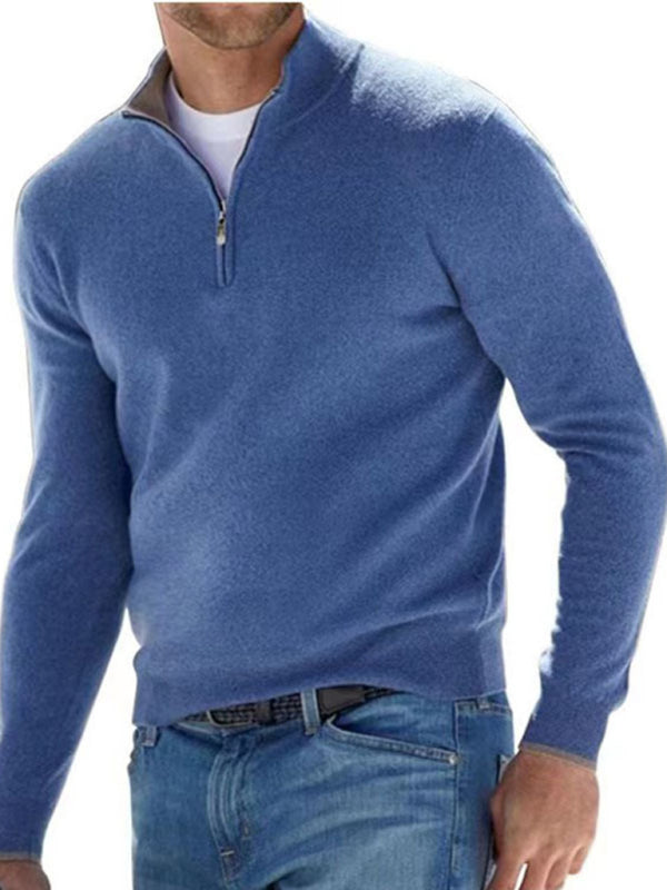 Men's Solid Color Fleece Half Zip Pullover