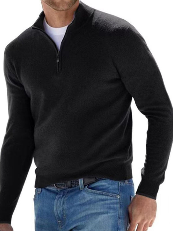 Men's Solid Color Fleece Half Zip Pullover