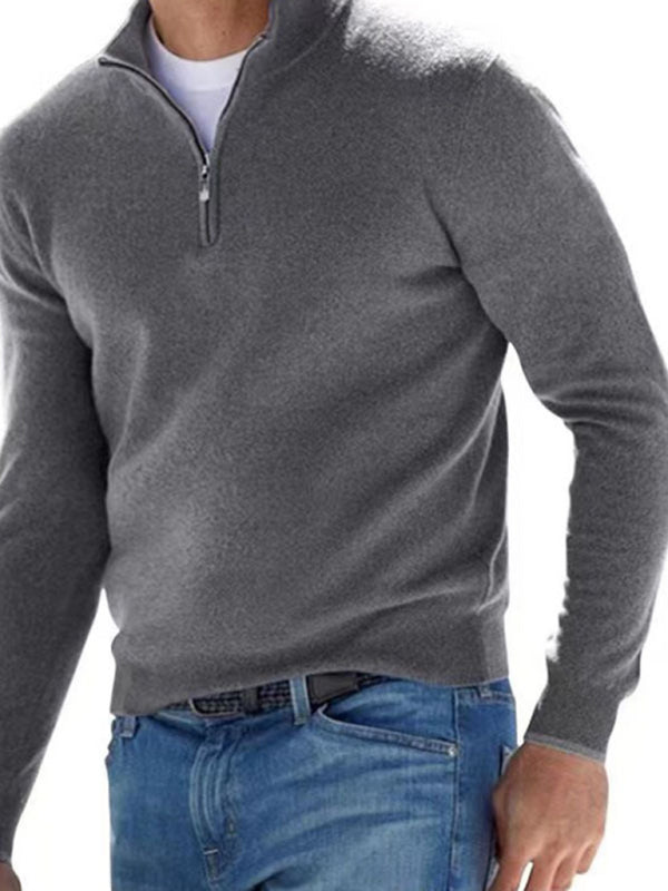 Men's Solid Color Fleece Half Zip Pullover