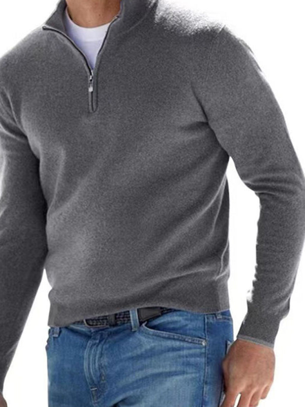 Men's Solid Color Fleece Half Zip Pullover