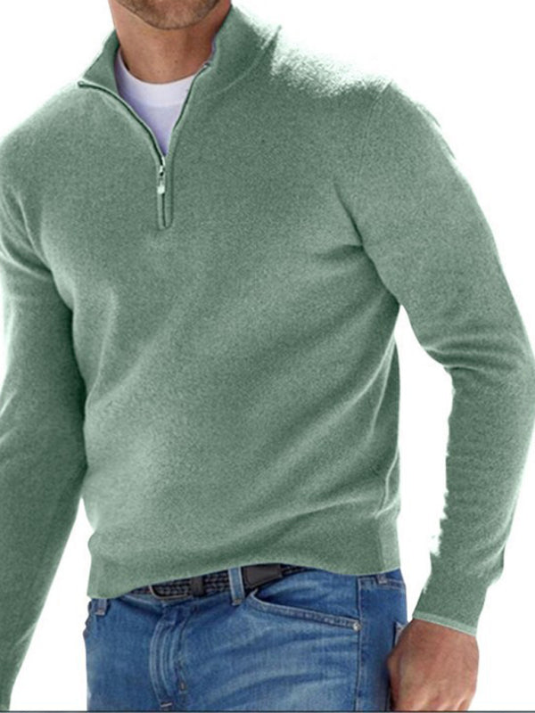 Men's Solid Color Fleece Half Zip Pullover