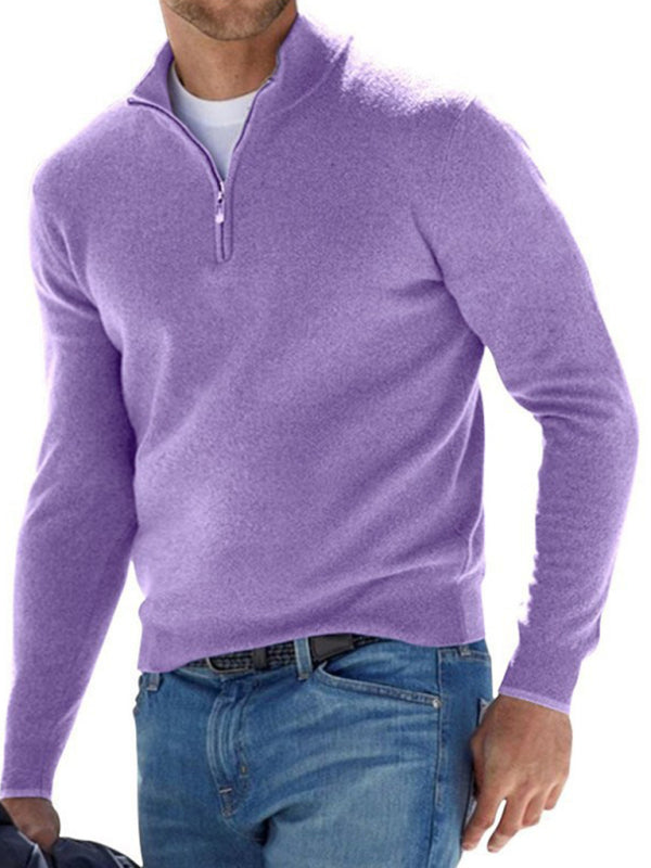 Men's Solid Color Fleece Half Zip Pullover