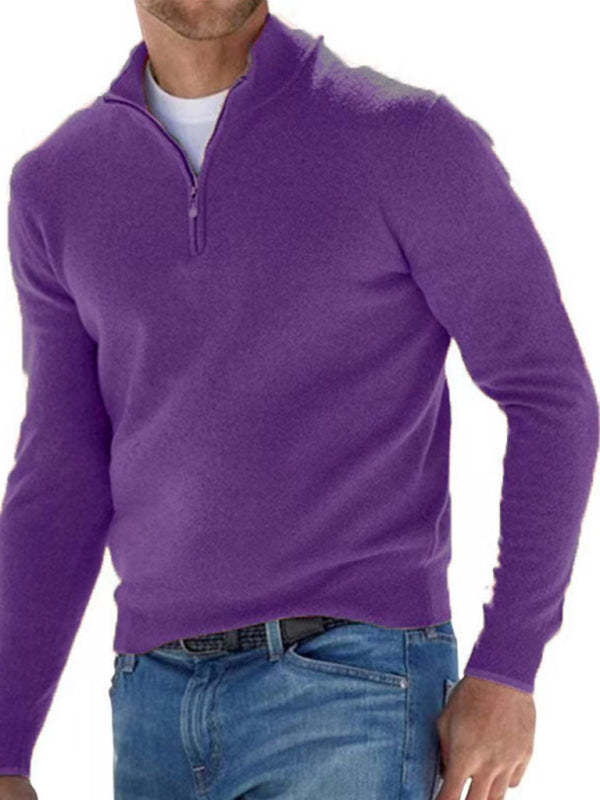 Men's Solid Color Fleece Half Zip Pullover