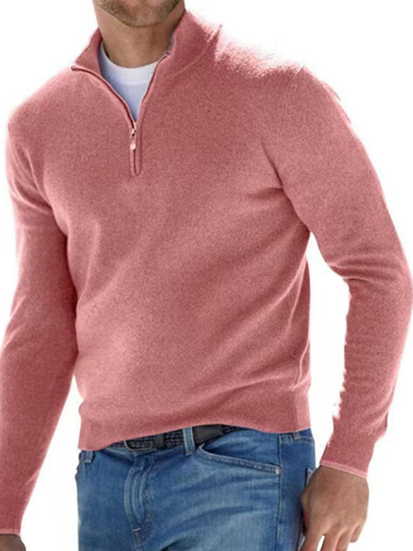 Men's Solid Color Fleece Half Zip Pullover