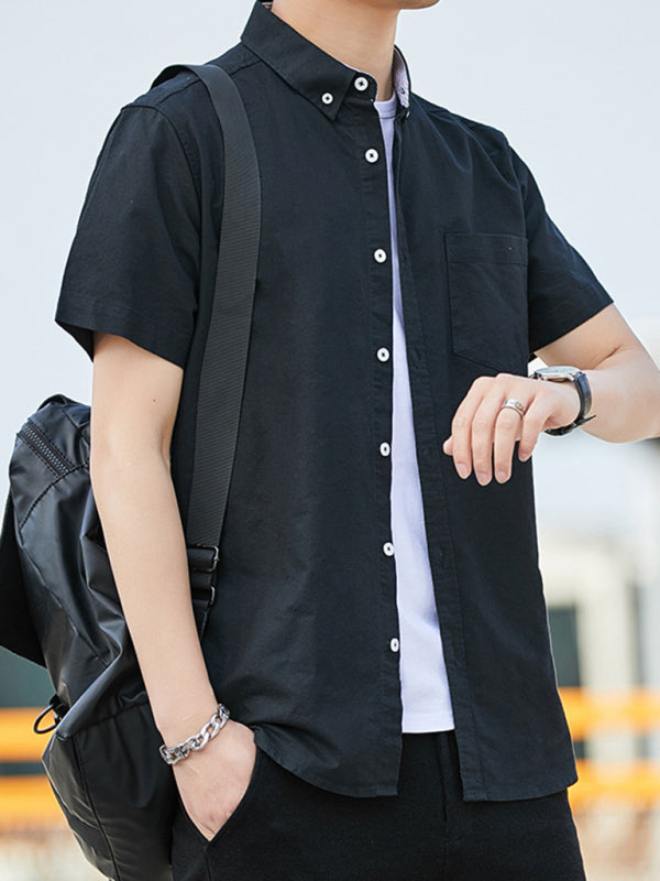 Men's Casual Oxford Short-sleeved Shirt
