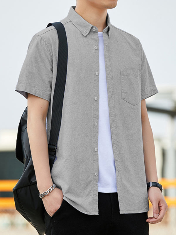 Men's Casual Oxford Short-sleeved Shirt