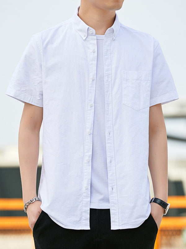 Men's Casual Oxford Short-sleeved Shirt