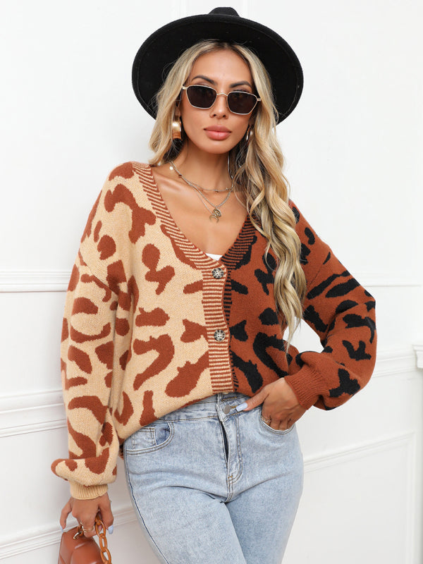 Leopard Oversized Knit Cardigan for Women
