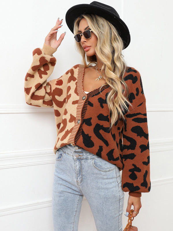Leopard Oversized Knit Cardigan for Women