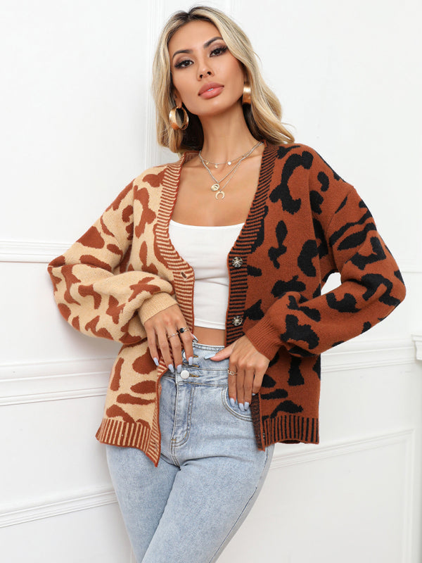Leopard Oversized Knit Cardigan for Women