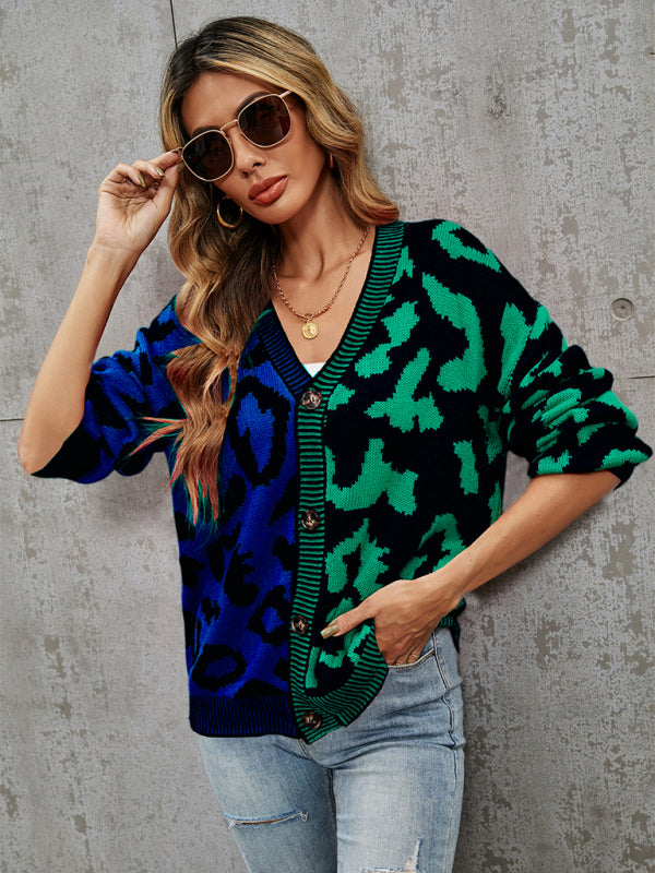 Leopard Oversized Knit Cardigan for Women