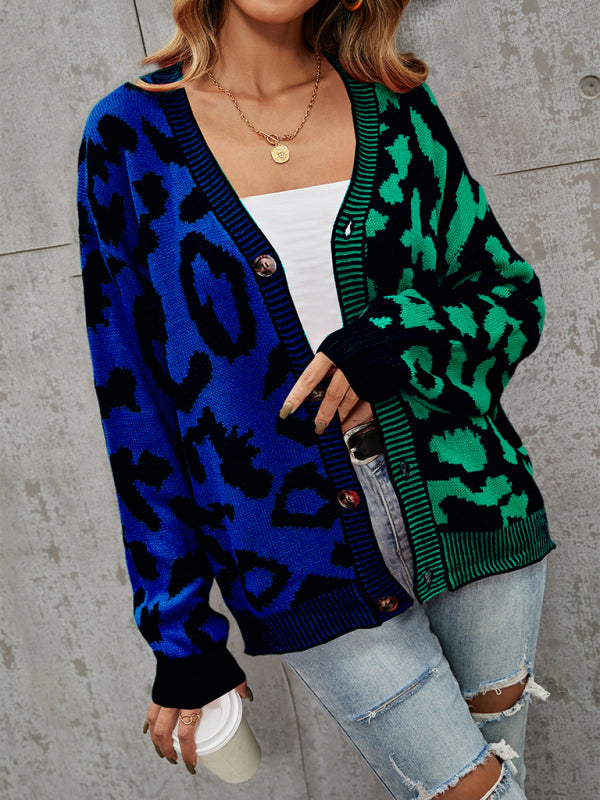 Leopard Oversized Knit Cardigan for Women