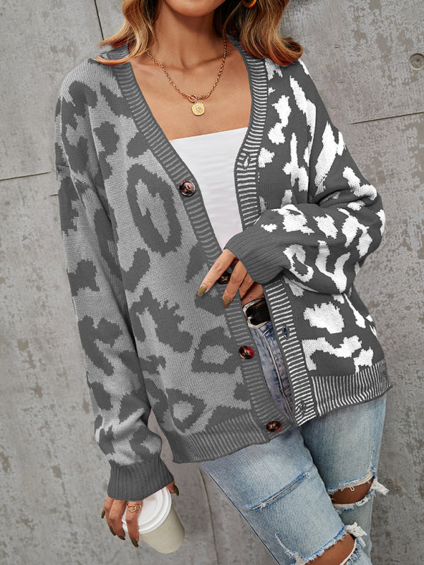 Leopard Oversized Knit Cardigan for Women