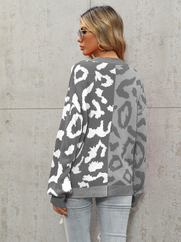 Leopard Oversized Knit Cardigan for Women