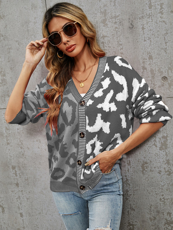 Grey Knit Cardigan Sweaters For Women