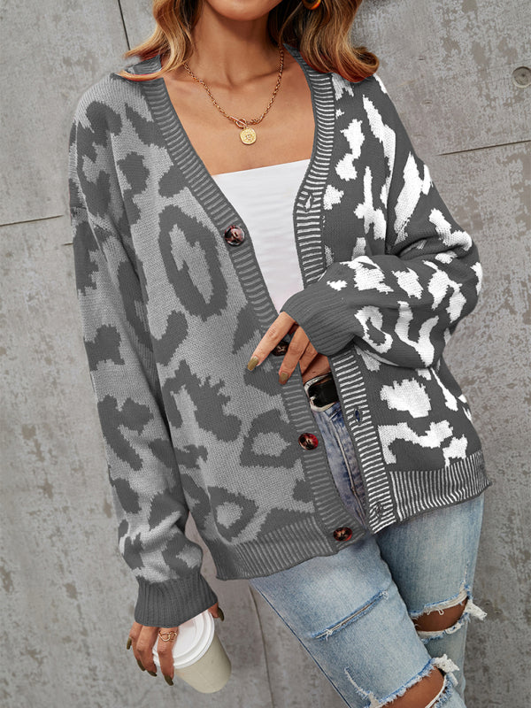 Leopard Oversized Knit Cardigan for Women