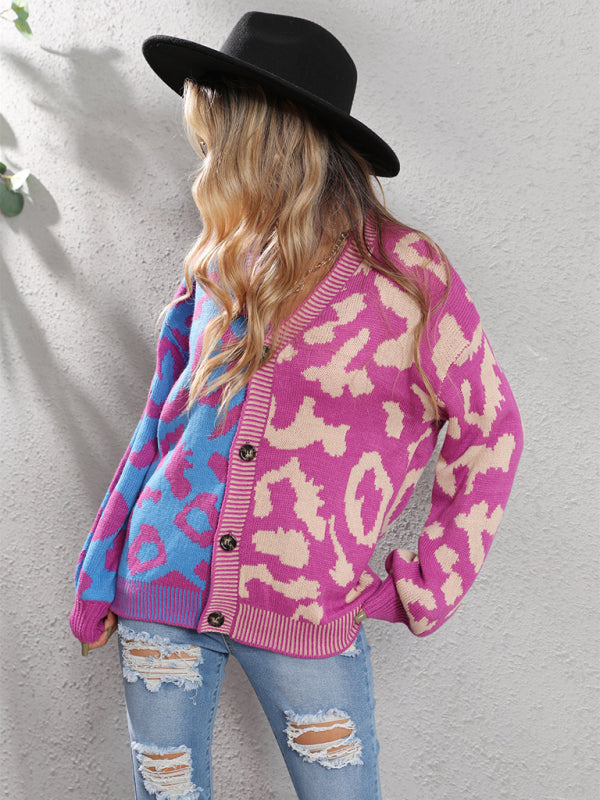 Leopard Oversized Knit Cardigan for Women
