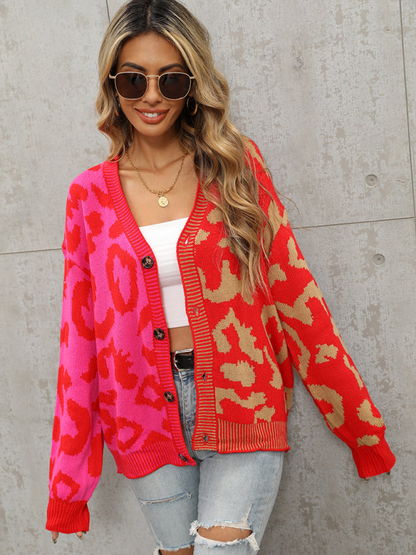 Leopard Oversized Knit Cardigan for Women
