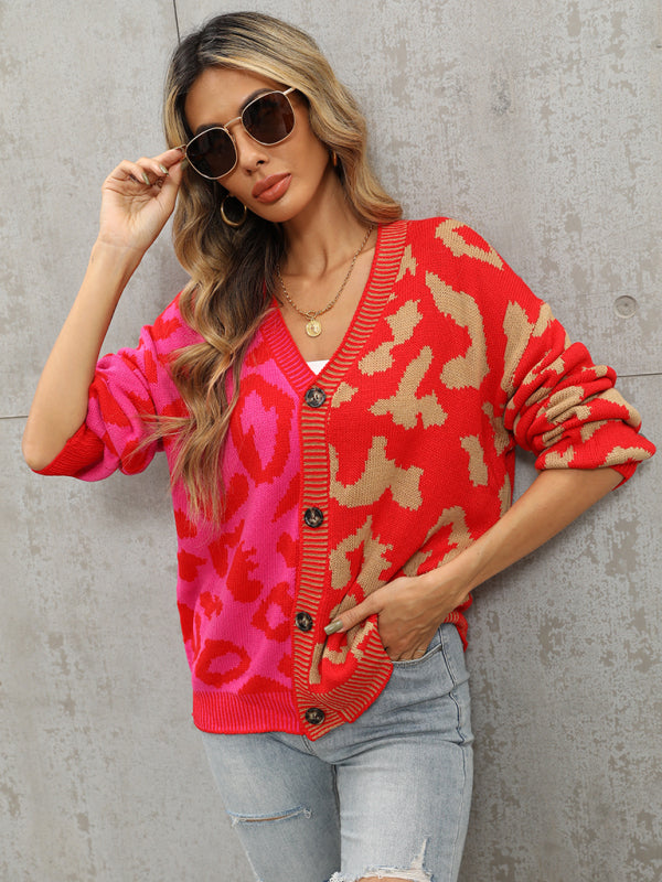 Leopard Oversized Knit Cardigan for Women