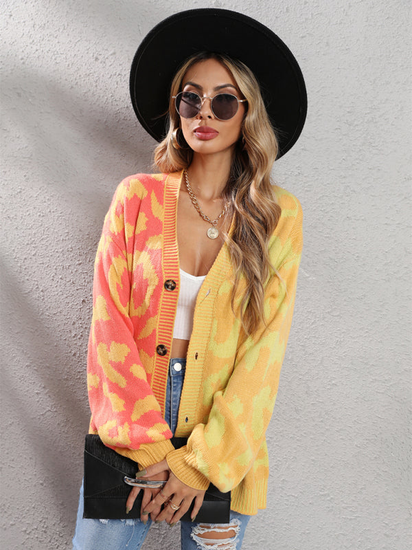 Leopard Oversized Knit Cardigan for Women