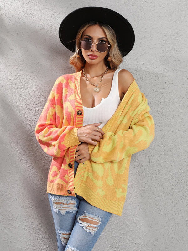 Yellow Knit Cardigan Sweaters For Women