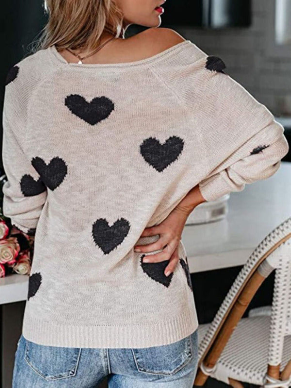 V Neck Knit Pullover Sweater for Women