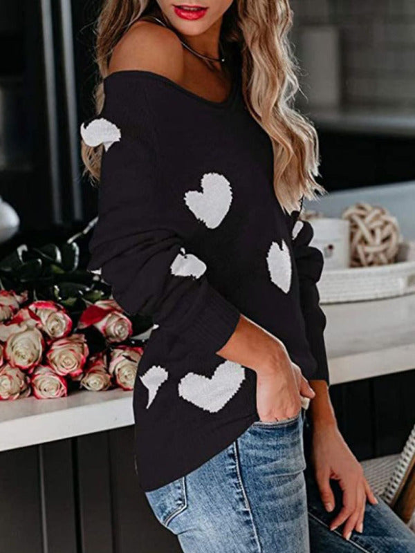 V Neck Knit Pullover Sweater for Women