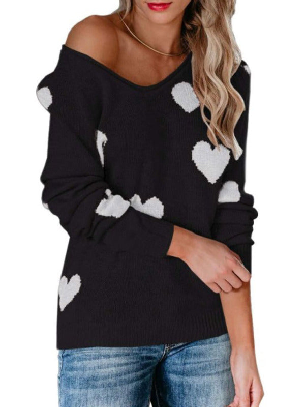 V Neck Knit Pullover Sweater for Women