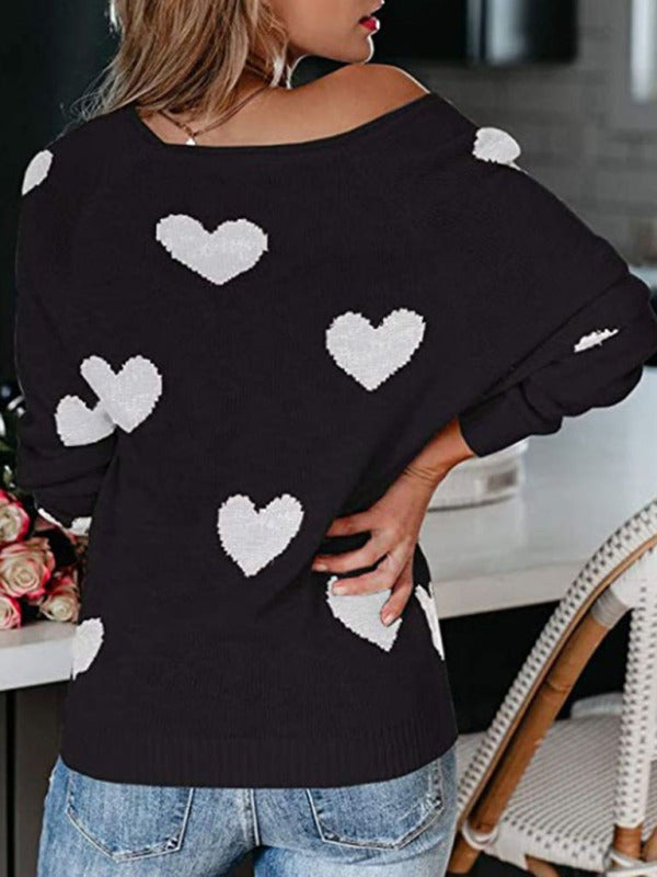 V Neck Knit Pullover Sweater for Women