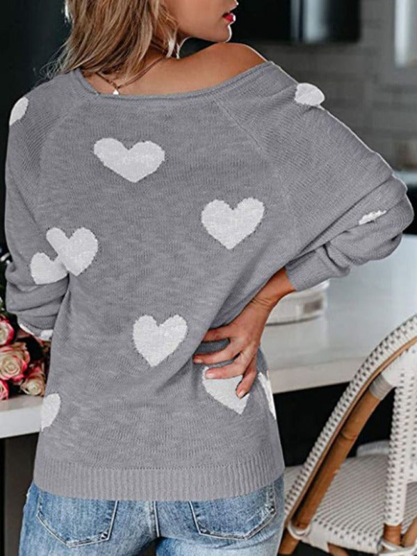 V Neck Knit Pullover Sweater for Women