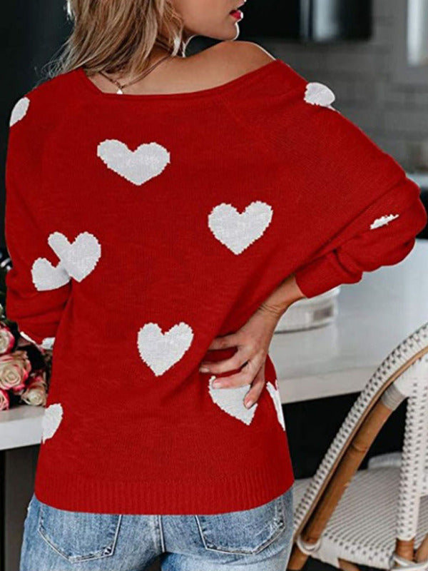 V Neck Knit Pullover Sweater for Women