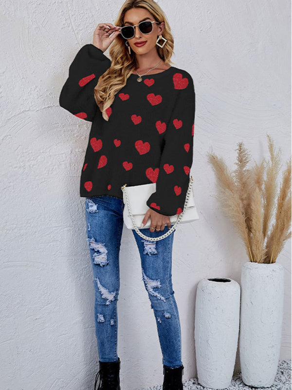 Heart Knit Sweater for Women