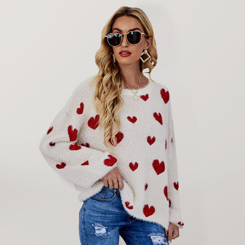 Heart Knit Sweater for Women