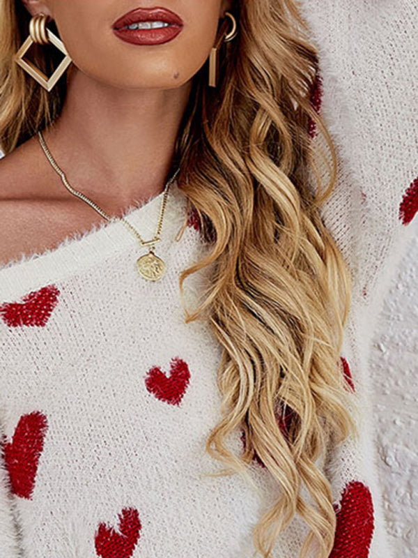 Heart Knit Sweater for Women