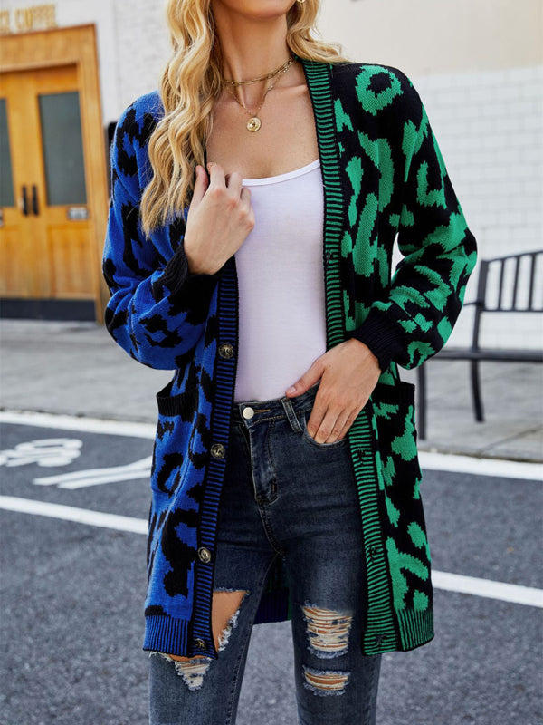 Leopard Print Knit Cardigan for Women