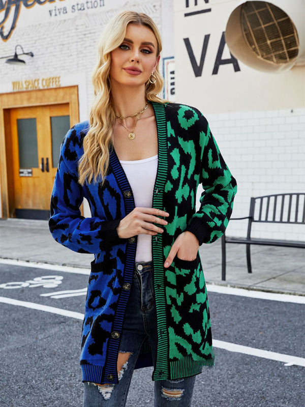 Leopard Print Knit Cardigan for Women