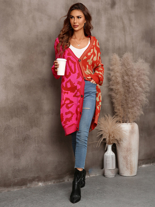 Leopard Print Knit Cardigan for Women