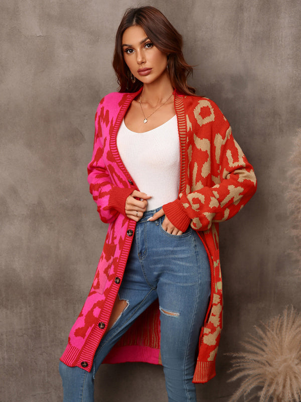 Leopard Print Knit Cardigan for Women