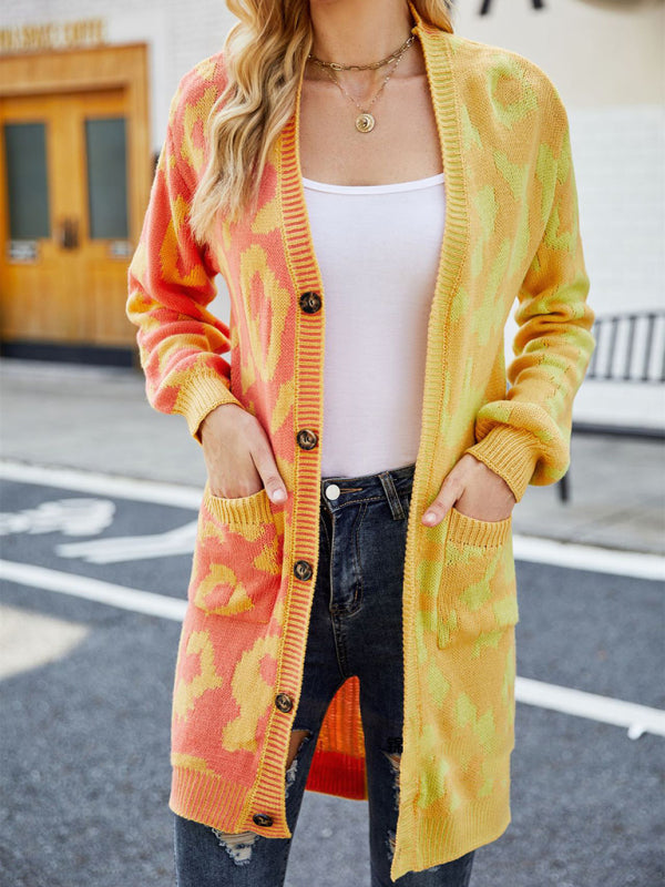 Leopard Print Knit Cardigan for Women