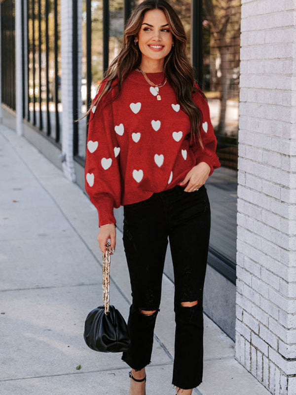 Heart Pullover Sweater for Women