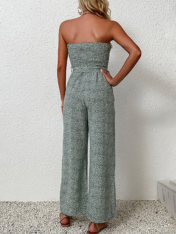 New European and American women's holiday leopard print one-piece jumpsuit